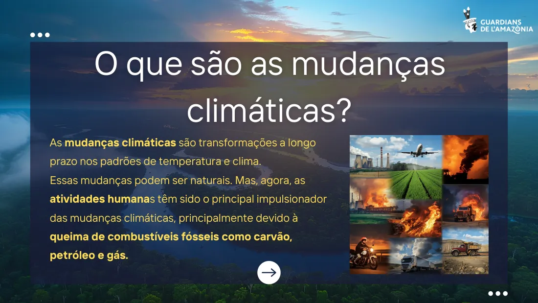 Diapositiva «¿Qué son los cambios climáticos?» de la presentación del taller