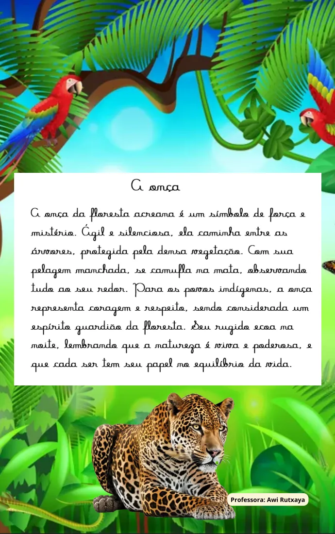 Pàgina del llibre sobre el jaguar, amb text i fotografia