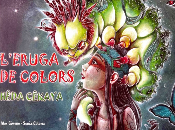 Portada del cuento «Els Puyanawa i l’Eruga de colors – Hêda Cêkaya»